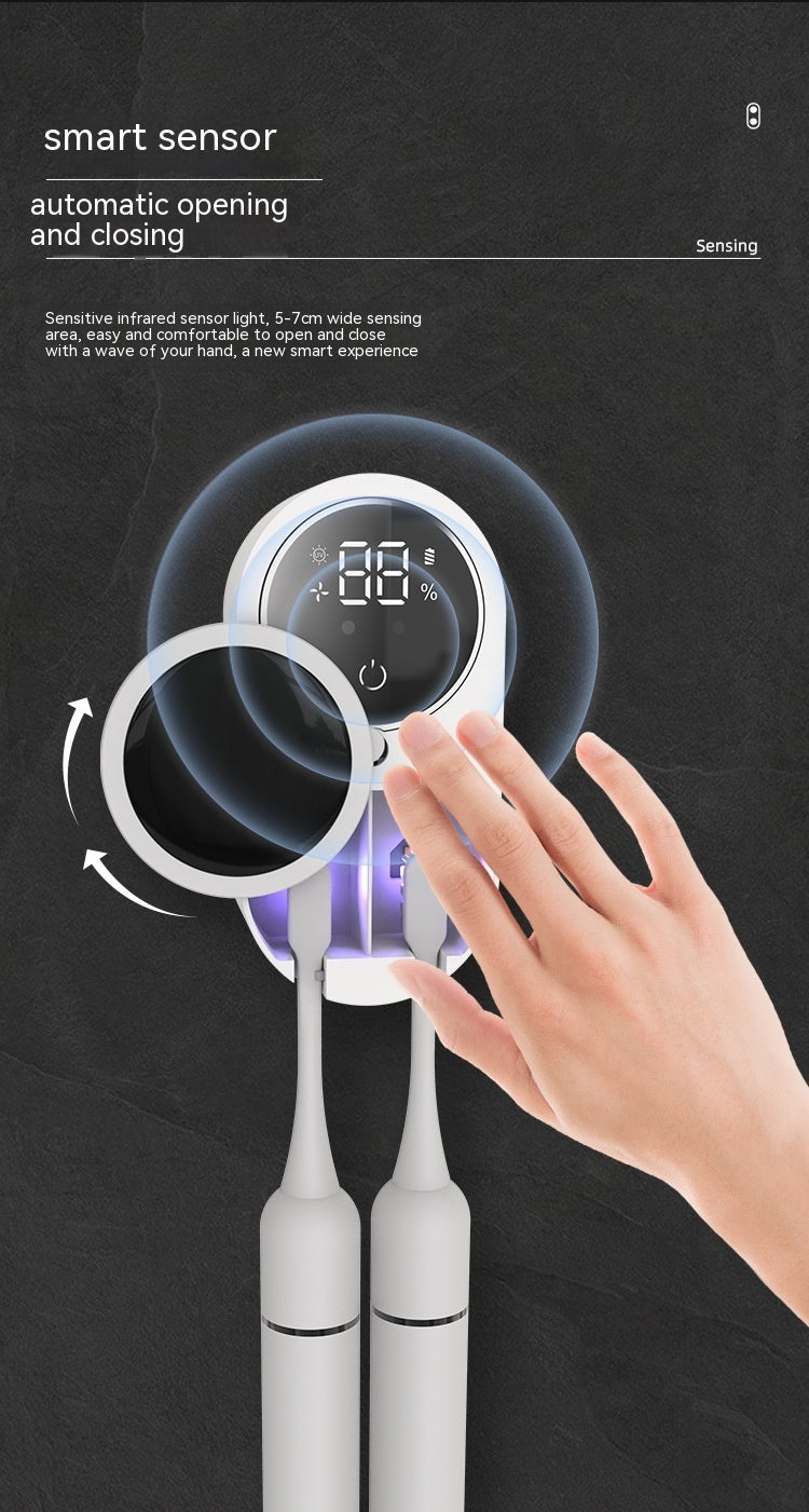 UV disinfecting toothbrush holder