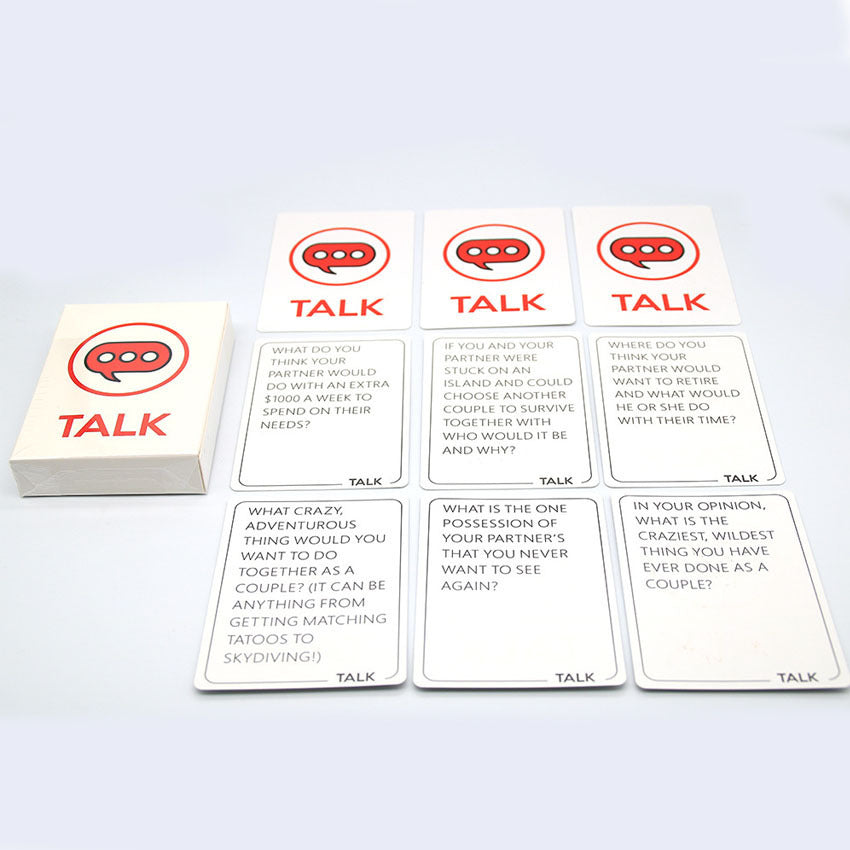 Talk Flirt Dare
Three-in-one couple card game