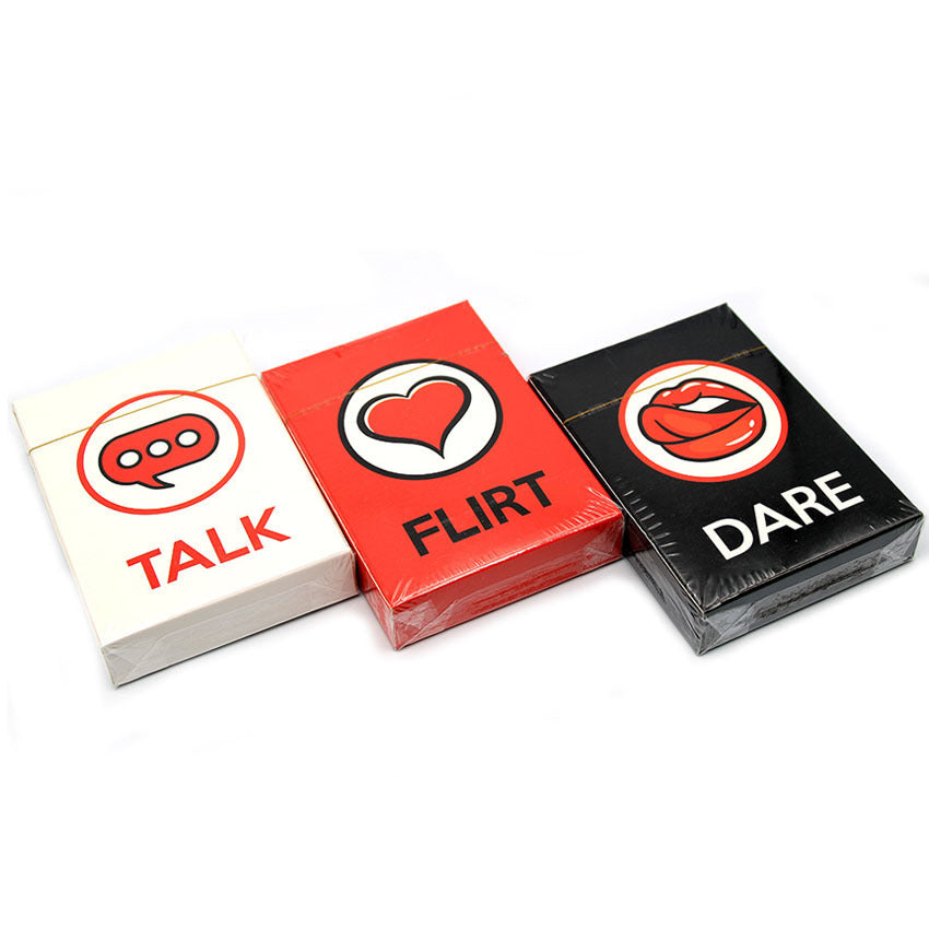 Talk Flirt Dare
Three-in-one couple card game