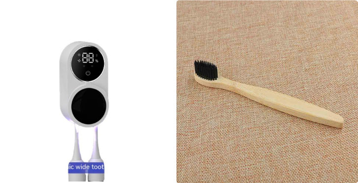 UV disinfecting toothbrush holder