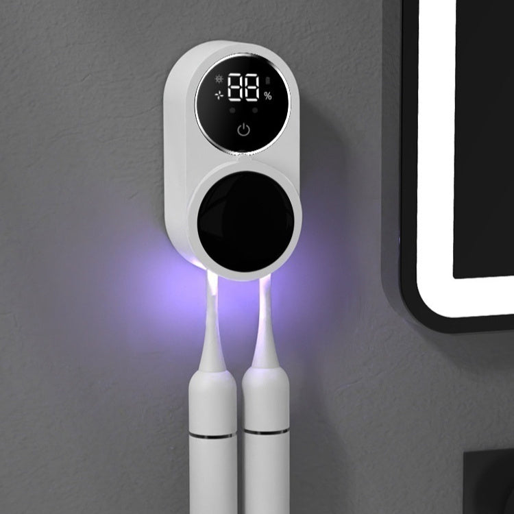 UV disinfecting toothbrush holder
